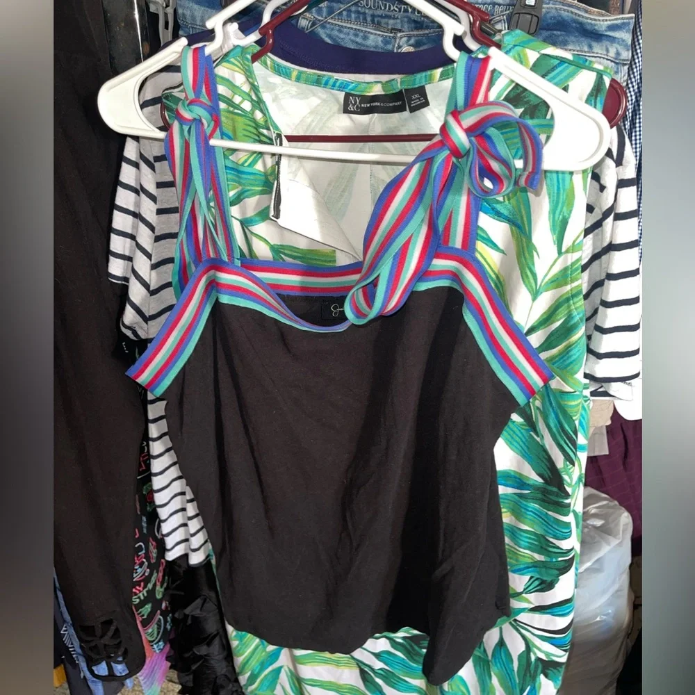 Jessica Simpson Sloane Striped Square Neck Tank Top - Picture 2 of 6